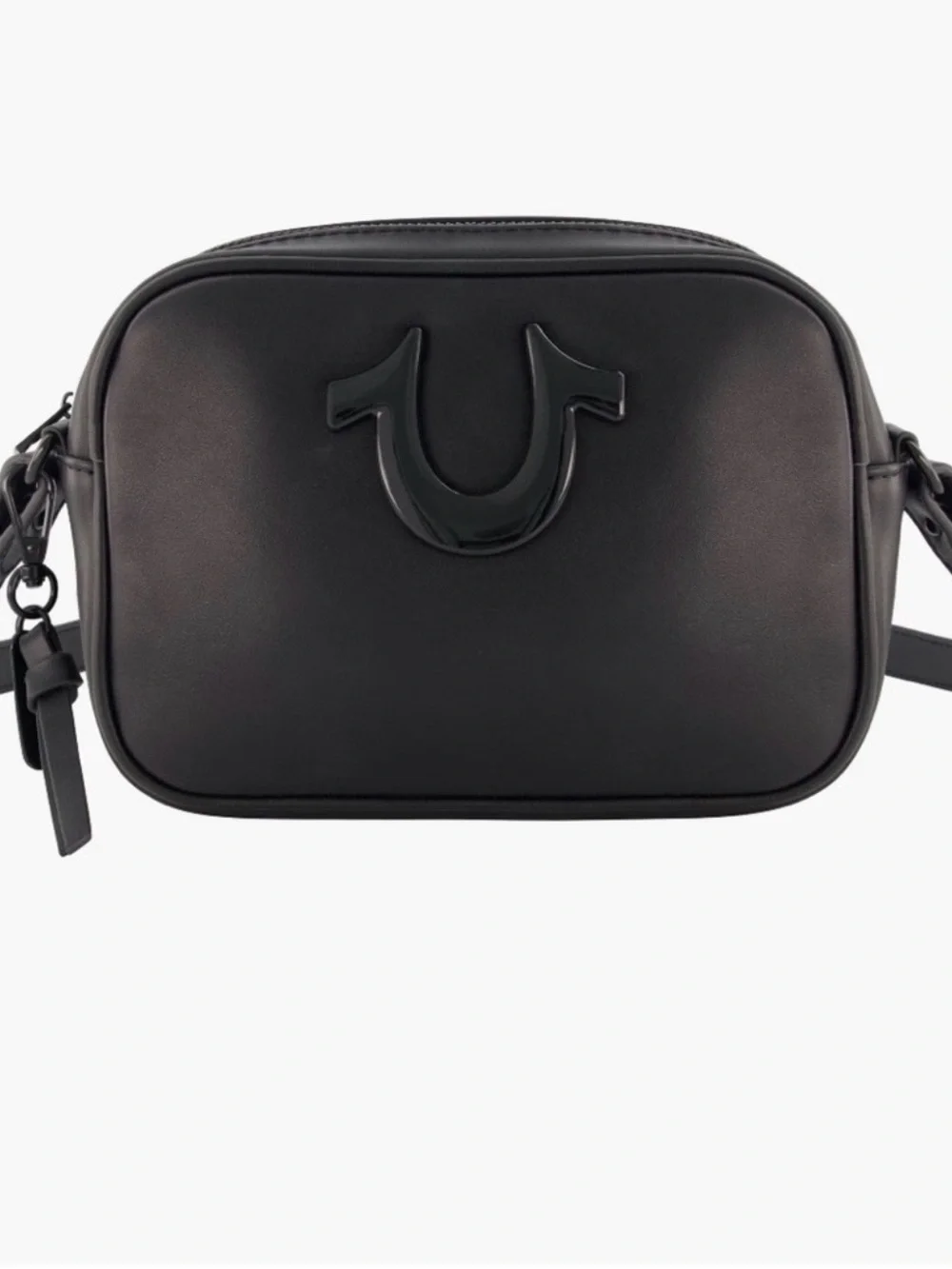 True Religion Matte Black Signature Crossbody Camera Bag